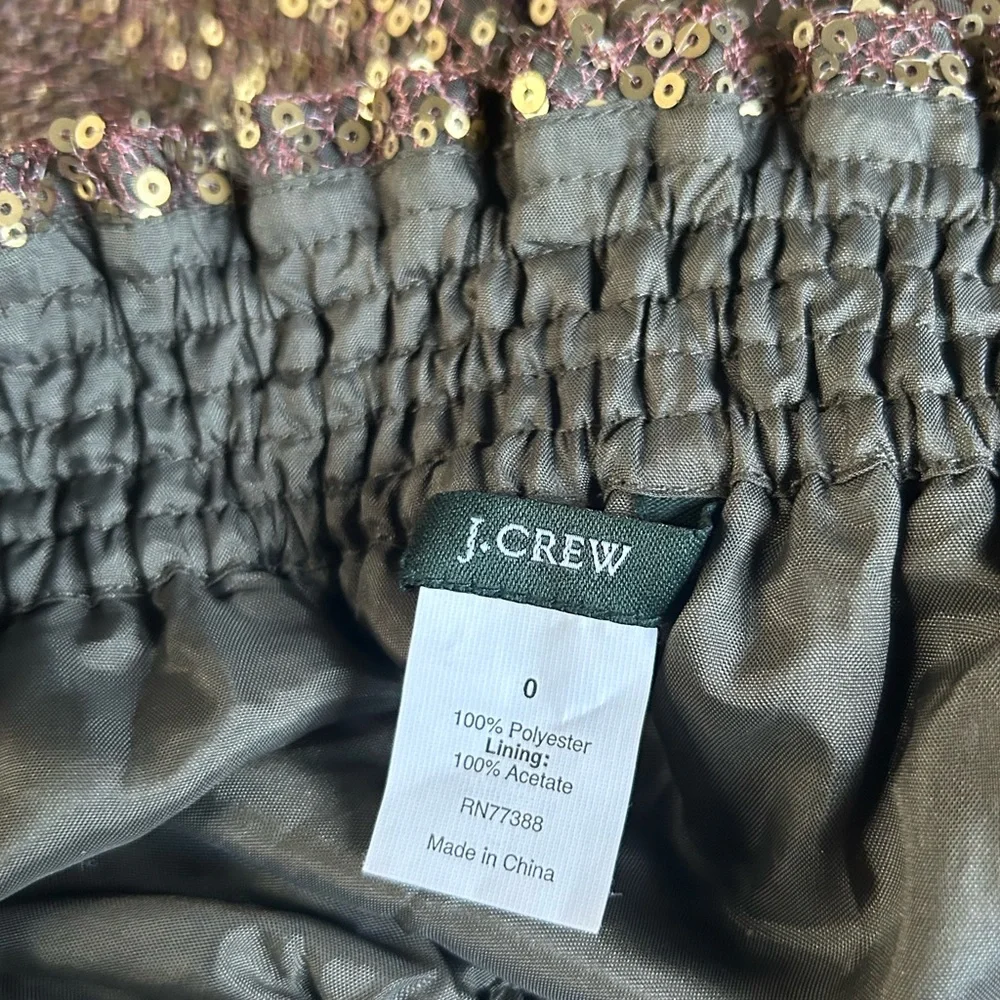J.Crew sequin burnished gold miniskirt pockets 0